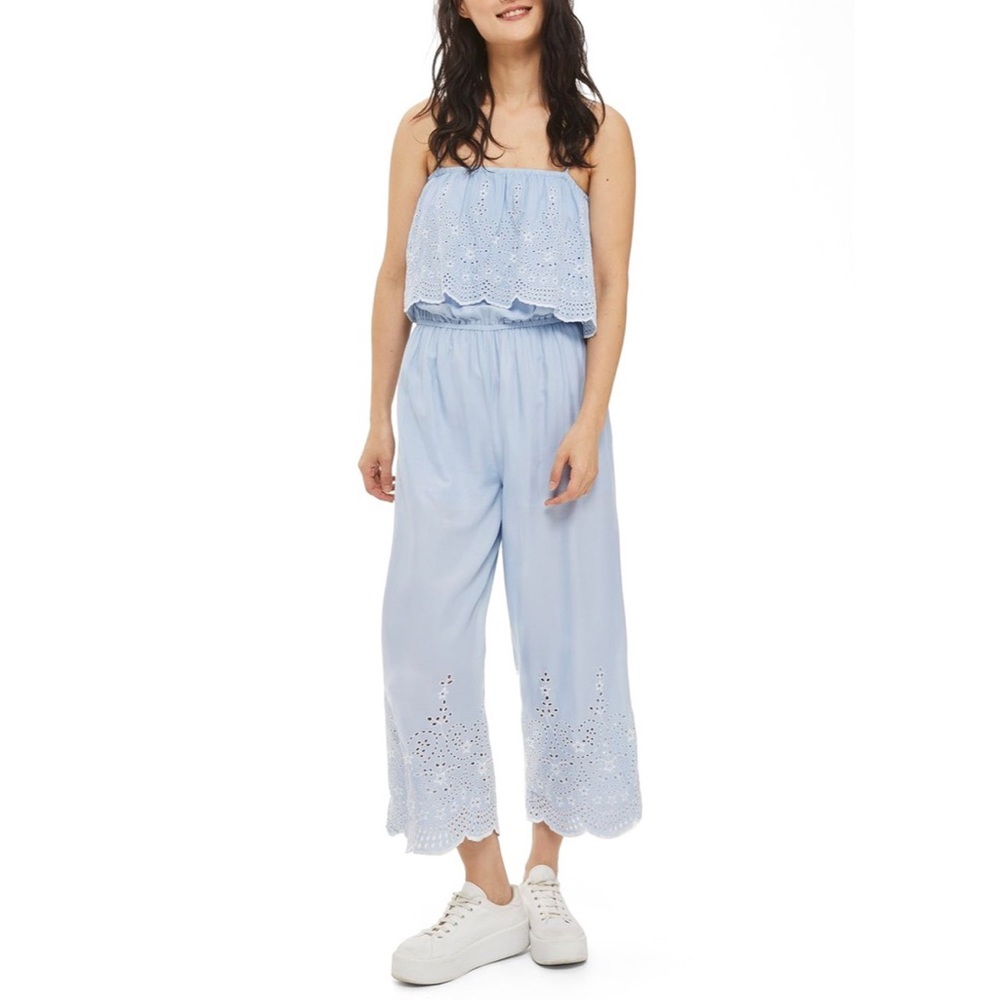 Topshop Eyelet Popover Jumpsuit